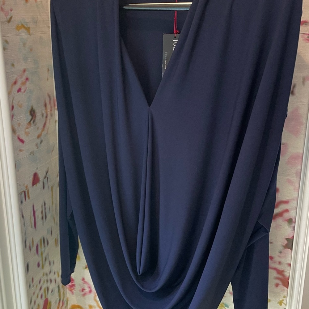 Elegant Navy Blue Draped Dress